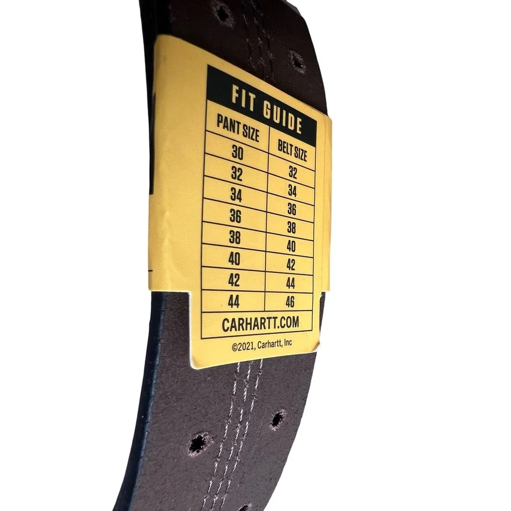 Carhartt Mens Brown Saddle Leather Double-Prong Perforated Belt Size 34 NEW